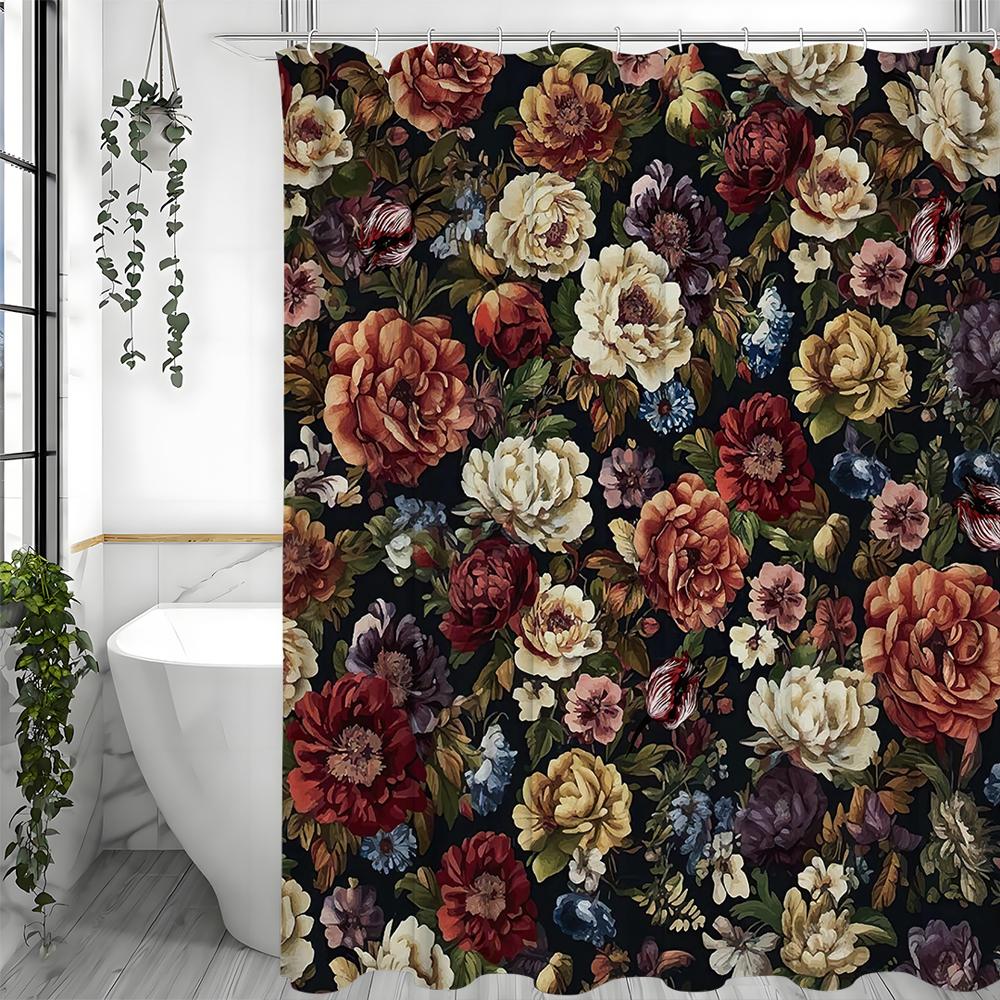 Spring Flower Shower Curtain, Bathroom Decorative Shower Curtain, Waterproof Shower Curtain with Hooks