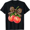Leopard Bow Peaches Cute Fruit Southern Preppy Design T-Shirt