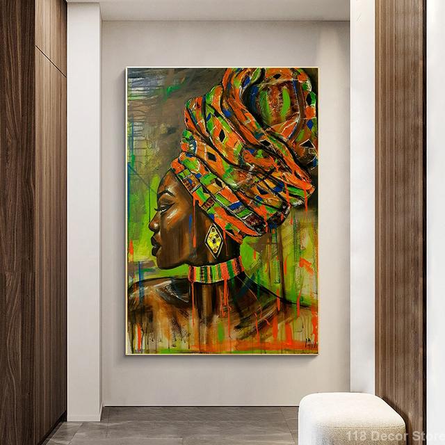 African Black Woman Graffiti Art Posters And Prints Abstract African Girl Canvas Paintings On The Wall Art Pictures Wall Decor