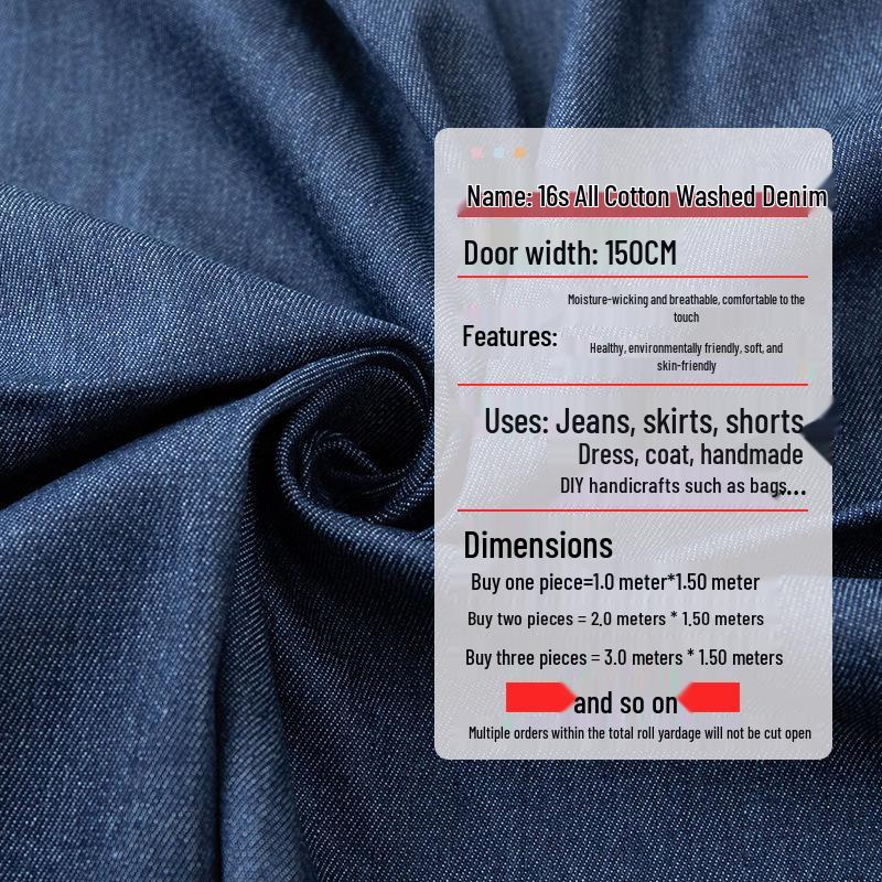 Frühlings-/Sommer-gewaschener Denim-Stoff für Kinderbekleidung, Jugendhemden, Taschen, Schuhe und Hüte - 16s reine Baumwolle