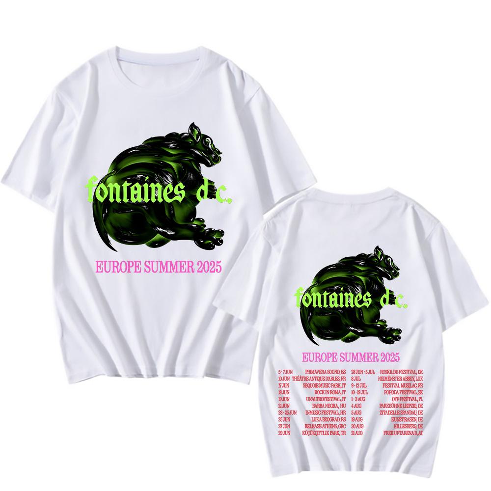 Fontaines DC Europe Summer Tour 2025 T-shirts Pop Short Sleeve Cotton Tshirts Fashion Tops Unisex Oversized Trend Tees