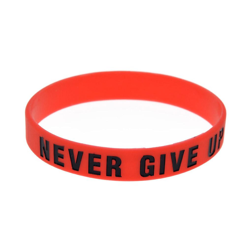 Silicones Encouragement Bracelet with Inspirational Messages Never Give Up Lettering Fashionable Colored Wristband Gift