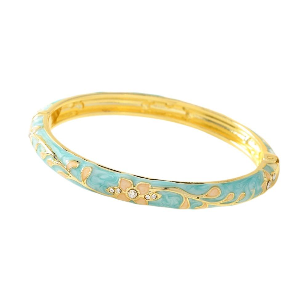 Enamel Vintage Cloisonne Bangle Traditional Butterfly Floral Chinese Flower Bangle Vintage Chinese Women's Hand Bracelet