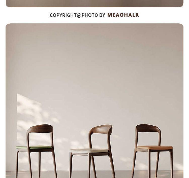 Italian Vintage-Style Minimalist Solid Wood Dining Chair for Home, Hotel, or Study Room.