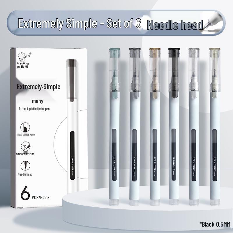 Kaba Bear Black Needle-Tip Rollerball Pen: Quick-Drying Student Exam & Signature Pen in Ancient Style.