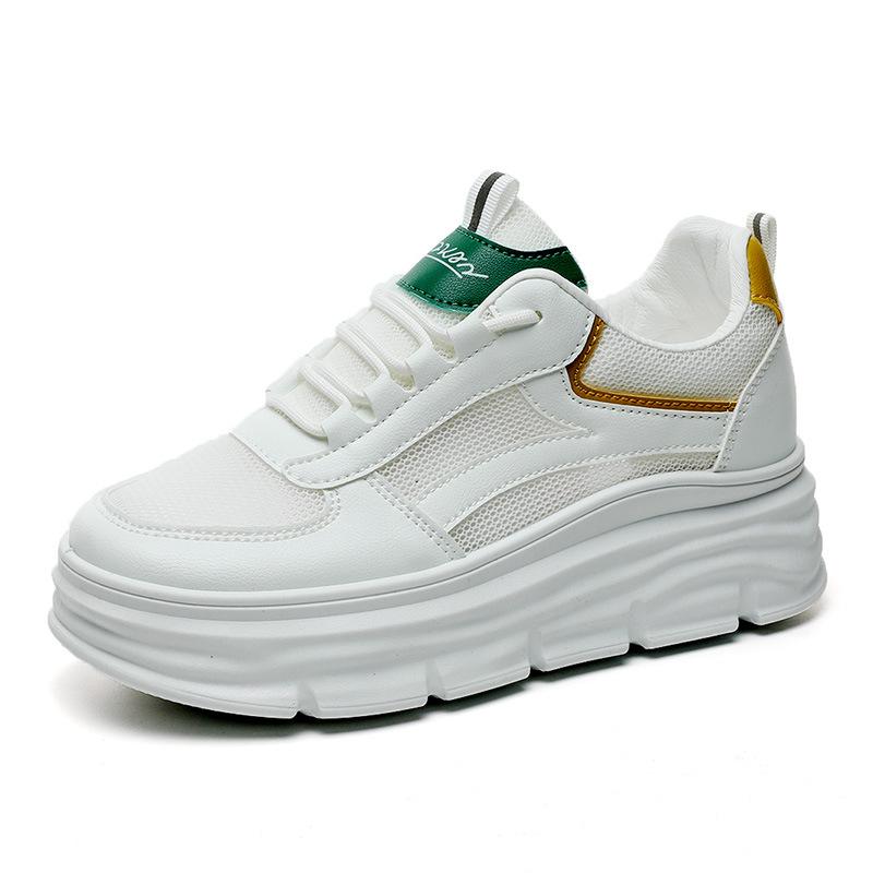 New Height Increasing Insole Dissolved White Shoes Women's Mesh 7cm  Summer Breathable Mesh Platform Leisure Sports