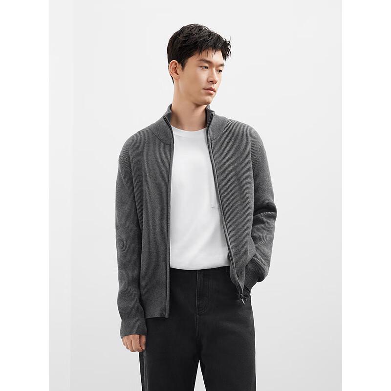 GXG Men's Relaxed Fit Ribbed Double-Zipper Cardigan