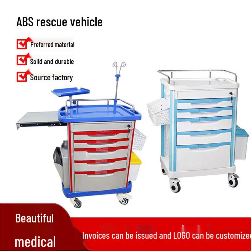 ABS Emergency Medical Cart with Flip-Top and Multiple Drawers