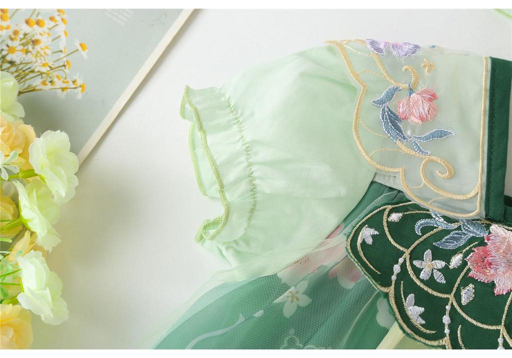 Baby Girl Hanfu Romper: Summer Onesie Thin Style Dress with Snap Crotch - Ancient Tang Princess Outfit for Crawling