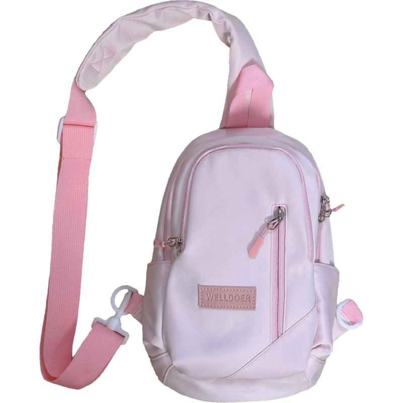 

Small fresh student breast bag 2025 new sweet shoulder bag simple multi-layer versatile casual messenger bag women single package розовый