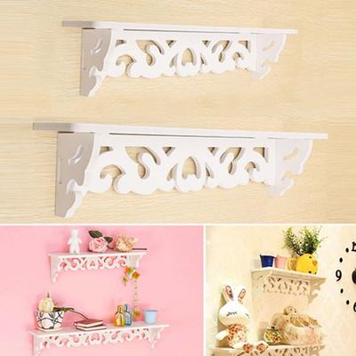 Carved Hollow Wood Wall Hanging Rack Shelf Shelve Holder Storage Home Decor