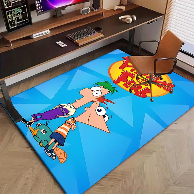 1pc P-Phineas and Ferb Design Printed Area Rug Carpet for Bedroom Living Room Home Decor Rugs Mat Non Slip Mat Rug for Bedside