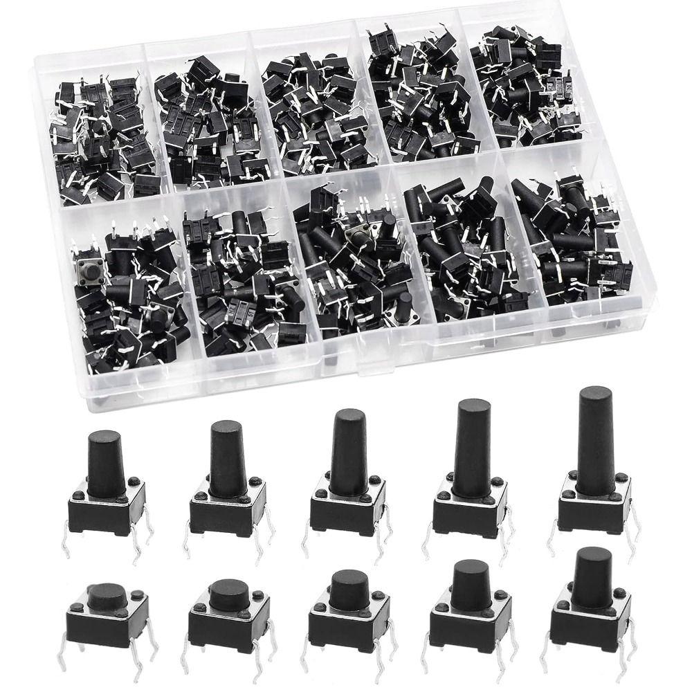 200Pcs 6x6 mm Tactile Push Button 4 pin Pushbutton Switches  Breadboard Arduino PCB