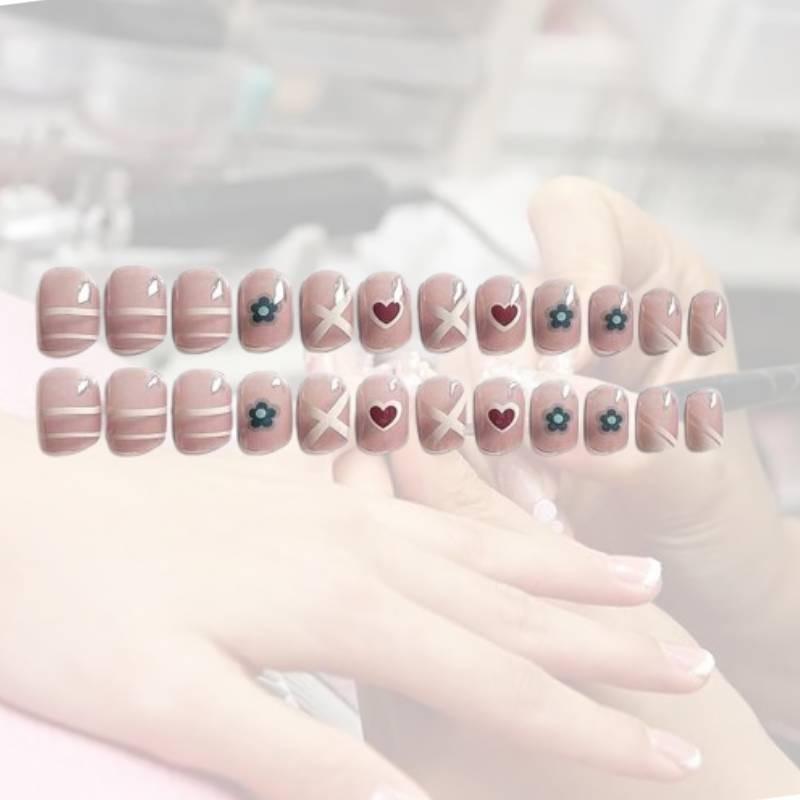Adorable Mini Nail Wraps Detachable Decorative Nail Decals Finished Nail Stickers Gel Jelly 24 Pack