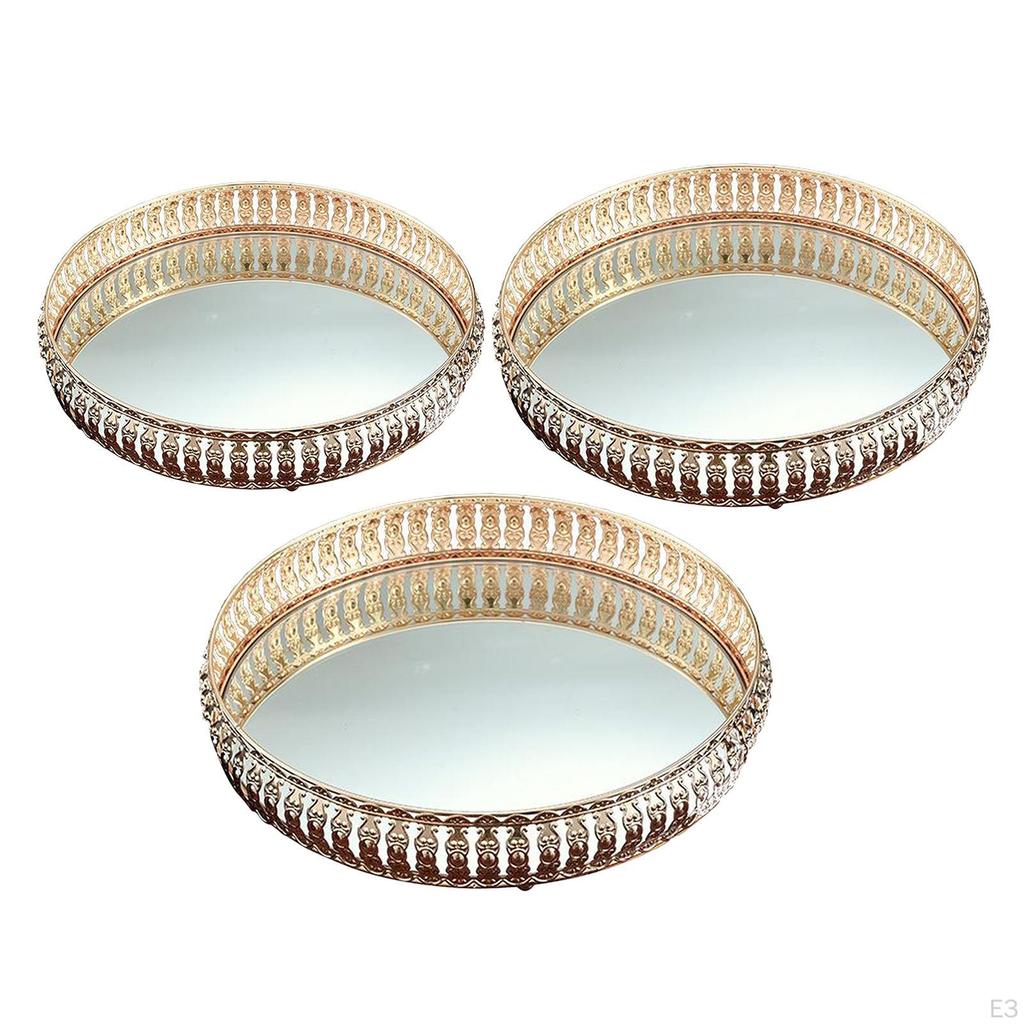 Crystal Iron Round Cosmetic Perfume Tray Cake Display Decorations