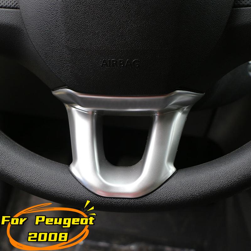 Car Steering Wheel Decoration Cover Trim Sticker Fit for Peugeot 2008 208 2014 2015 2016 2017 2018 ABS Accessories