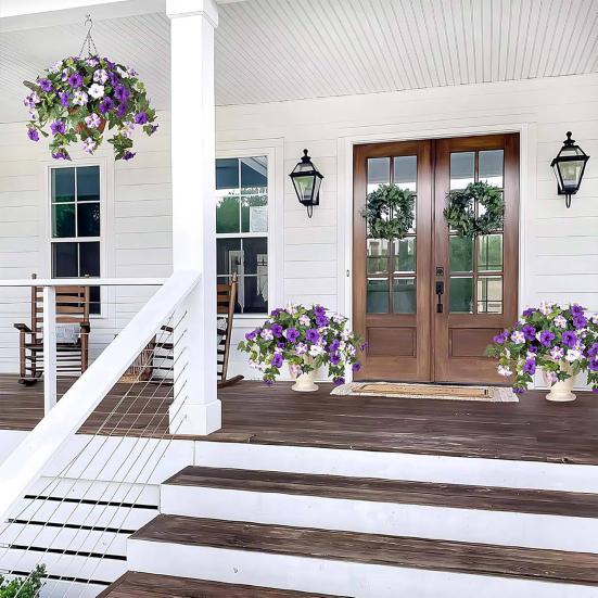 Gloire du matin artificielle résistante aux UV, fausses fleurs réalistes en fausse soie pour décoration extérieure intérieure, jardinière de fenêtre, panier suspendu