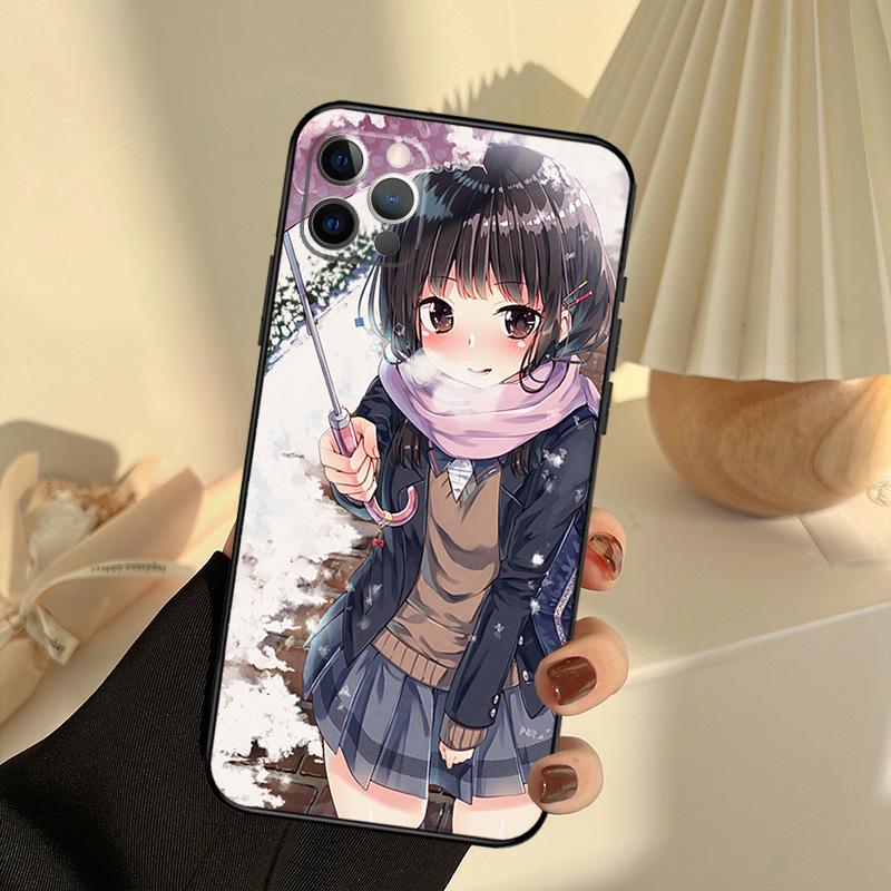 Anime Girl Cartoon Japan Cute Phone Case For iPhone 14 16 15 11 12 13 17 Pro Max 13 Mini 15 16 Plus 16e 17 Air Cover Funda
