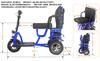 Přenosný skládací elektrický skútr červený, se 3 koly, dvěma motory