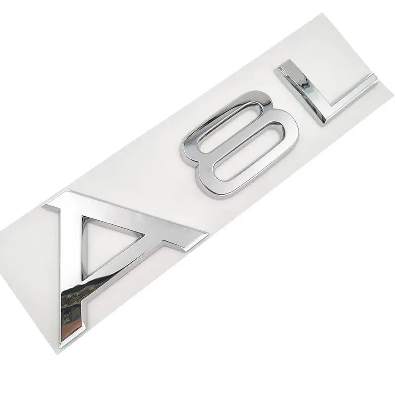 For Audi RS3 Letter Number Chrome Emblem for Audi Car Trunk Discharge Capacity Badge Sticker 1.8T 2.0T 3.0T 3.2 3.6 4.2 A3 A5 A7 A4L A6L A8L