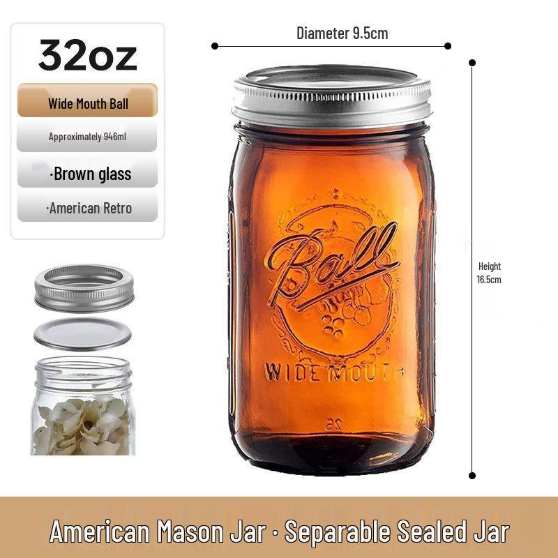 Bicchiere Mason Jar Americano Retrò con Coperchio - Tazza di Vetro per Fiocchi d'Avena, Contenitore Trasparente per Bevande, Sigillato e Vuoto.