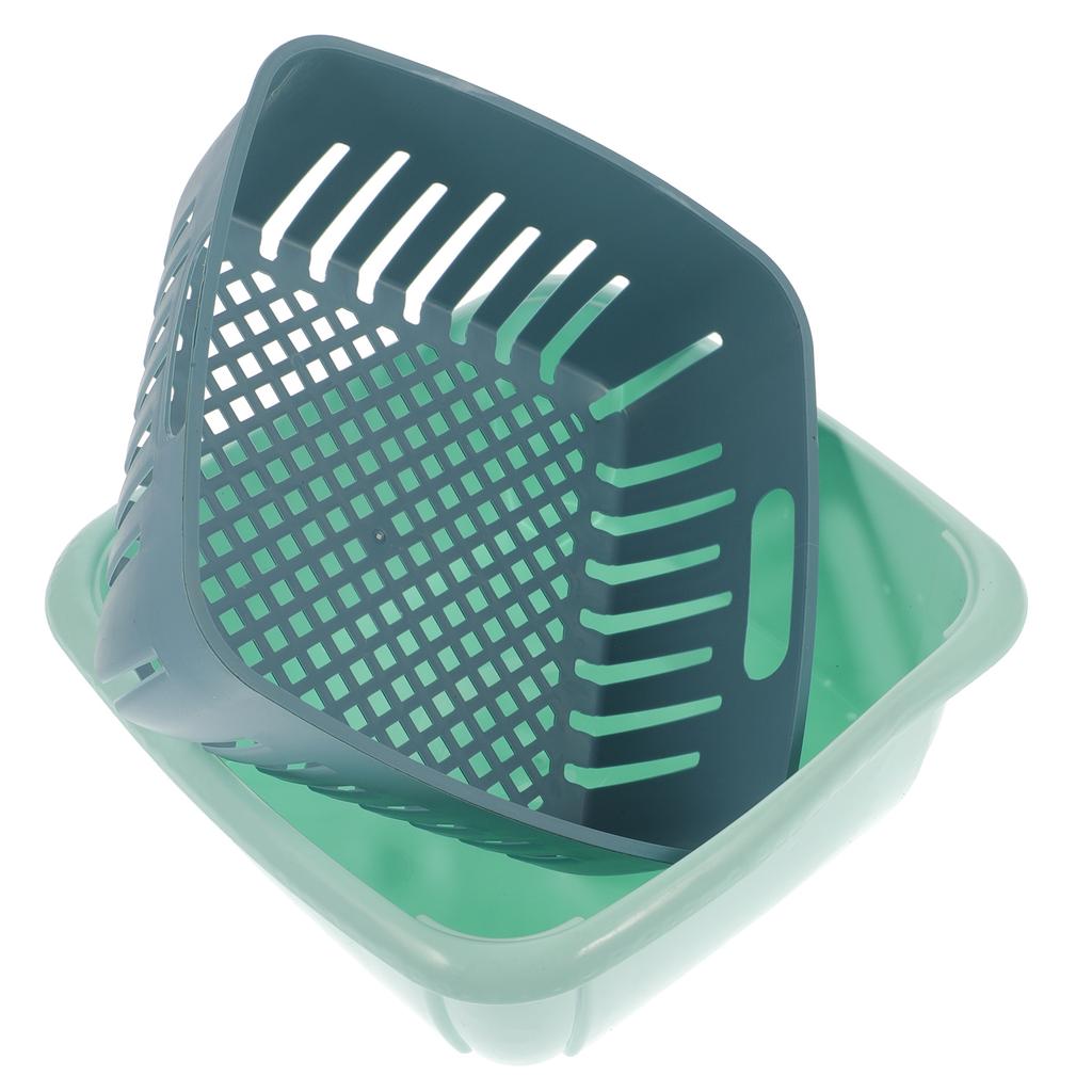 Lebensmittelbehälter Abtropfkorb Multifunktionale Gemüseschüssel Kunststoff Waschen Geschenk Obstwaschen Weiß Doppelschichtig