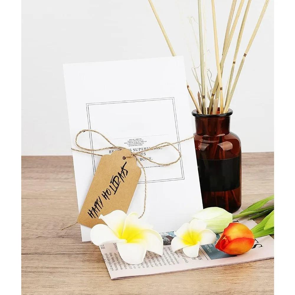 For Brown Premium Double Sided Card Clothes Tag, Send 20m Hemp Rope Make Gift Tag Price Tag and DIY 100 Pcs 3 X 5 CM