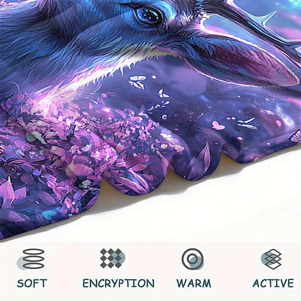 Deer Print Flannel Blanket, High quality Comfortable for All Seasons, Home Decor, Warmth and Comfort, Perfect for Christmas Gifts