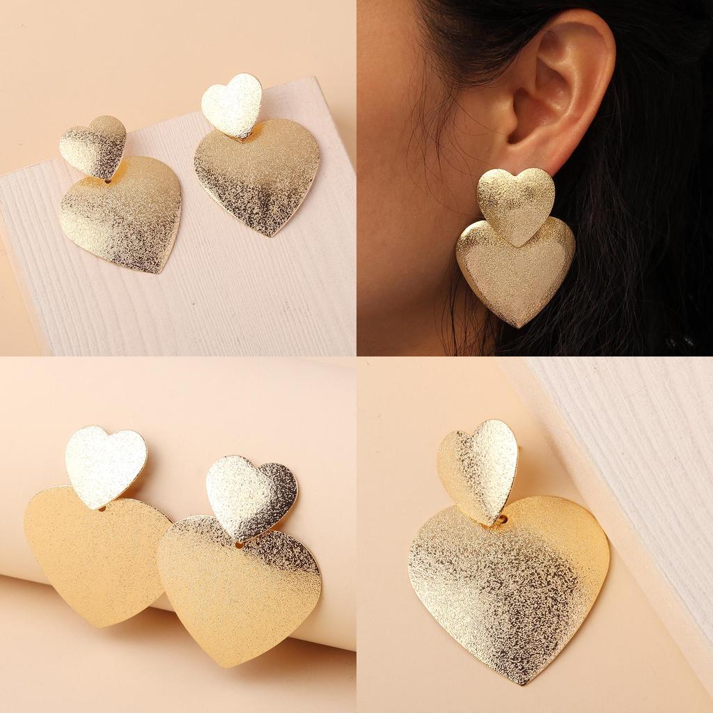 Earrings Metal Heartshaped For Women Fashion Geometric Design Gift Wedding