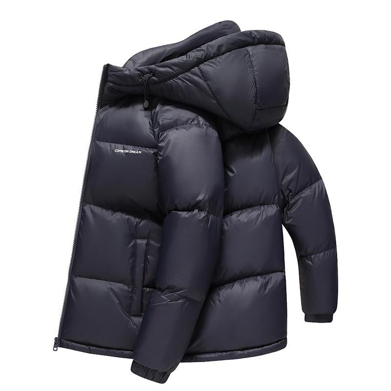 Mens Short Down Jacket With Hood 90% White Duck Warm Thick Winter Coat Daily Urban Wear