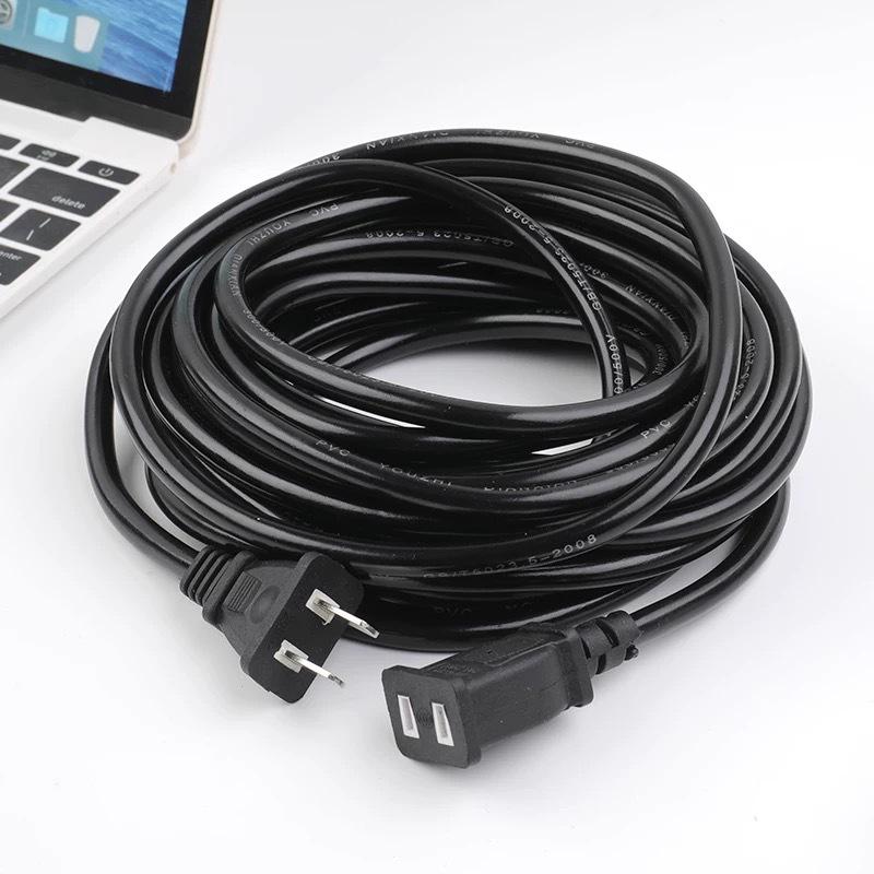 Two-core Power Cord Extension with Dual Outlet for Mobile Devices and Fans