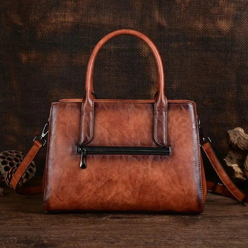 Johnature Borsa in pelle da donna in rilievo retrò squisita Borse a tracolla versatili di grande capacità