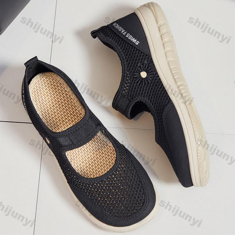 Women's Sandals Summer New Mesh Breathable Non Slip Fashion Sneakers Lightweight Comfortable Soft Sole Outdoor Casual Flat Shoes
