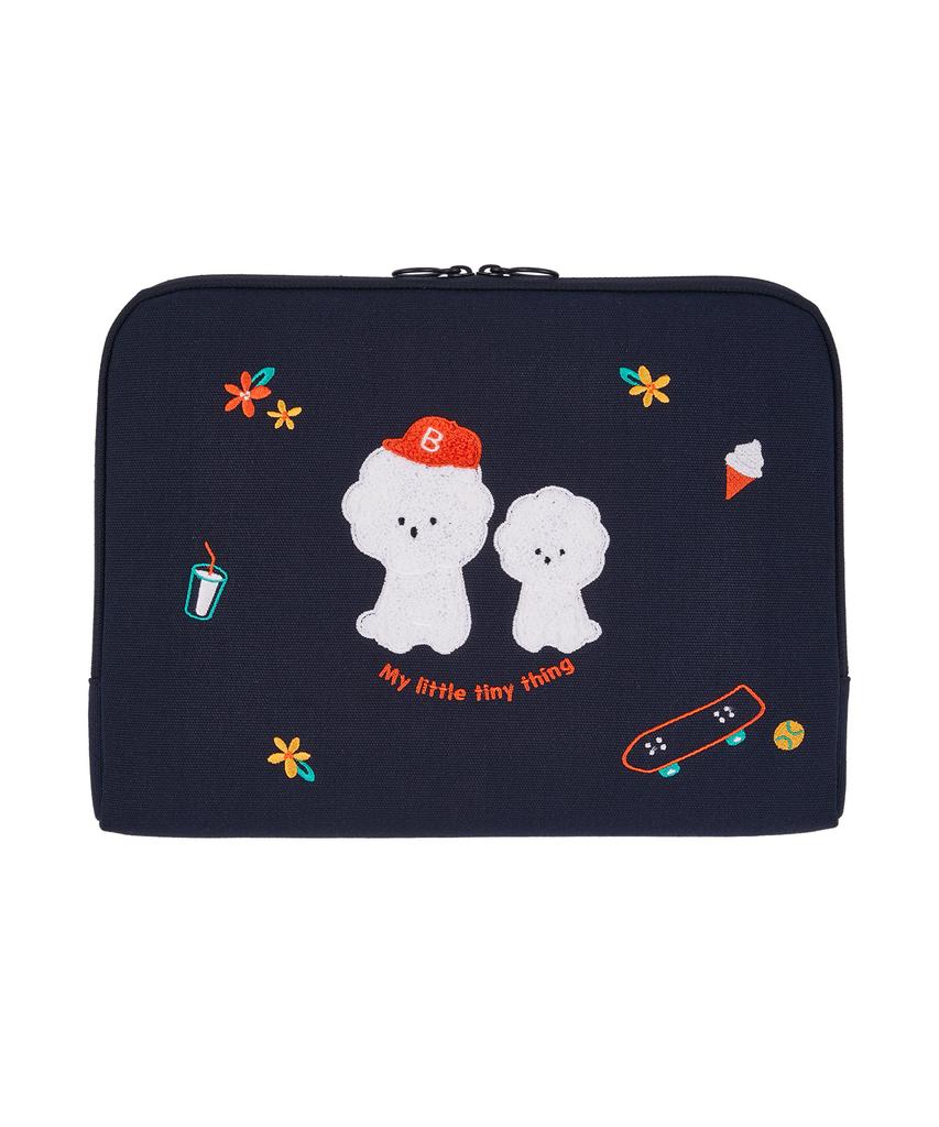 Tabletalk Laptop Pouch Waterproof Canvas_Boucle Bichon (Ipad. 13. 15)