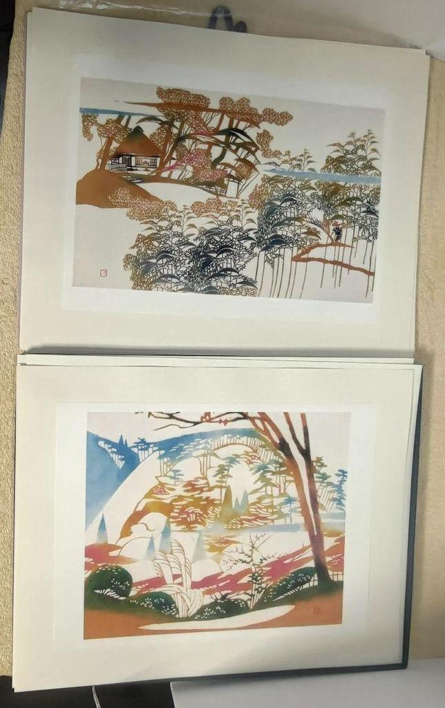 [USED] Living National Treasure Toshijiro Inagaki Collection of Stencil Prints 11 of 12 Works (1 Missing)