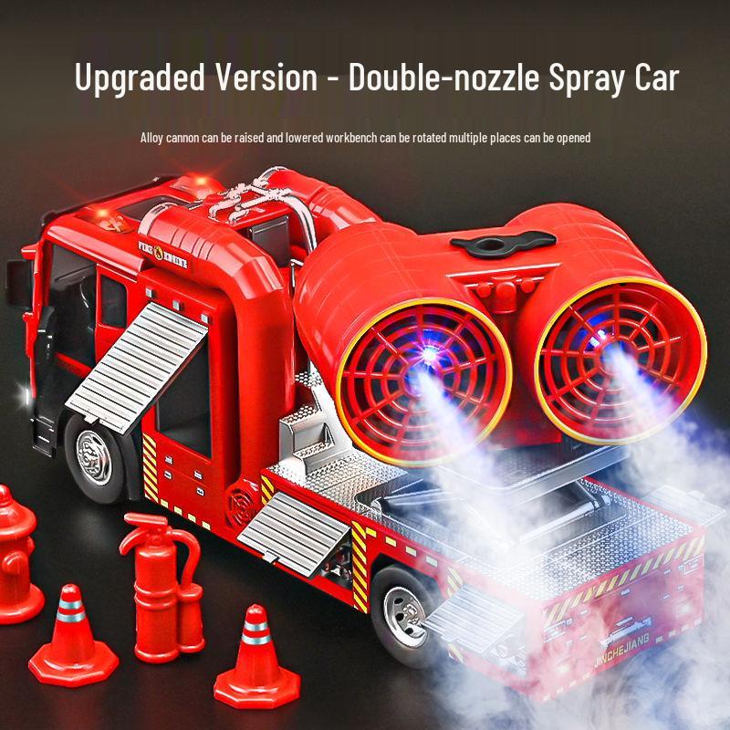 Extra Large Alloy Fire Truck Toy with Sprinkler for Kids