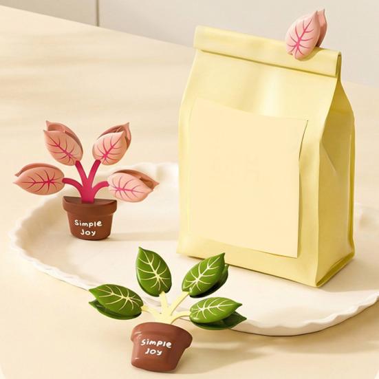 4Pcs Leaf Shape Food Sealing Clips Magnetic Refrigerator Bag Clips Multi-Function Decorative Chips Clip Set for Potato Chips Coffee