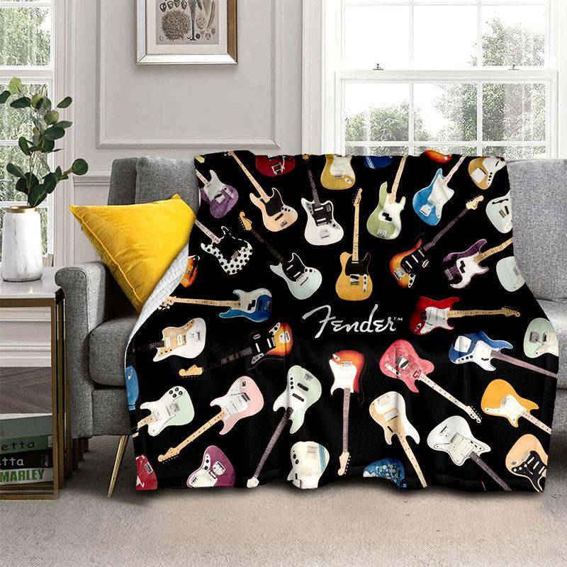 29 Stil Neu Fender Retro Gitarre Instrumente Musik Logo Decke, Weiche Überwurfdecke für Zuhause Schlafzimmer Bett Sofa Reise Picknickdecke