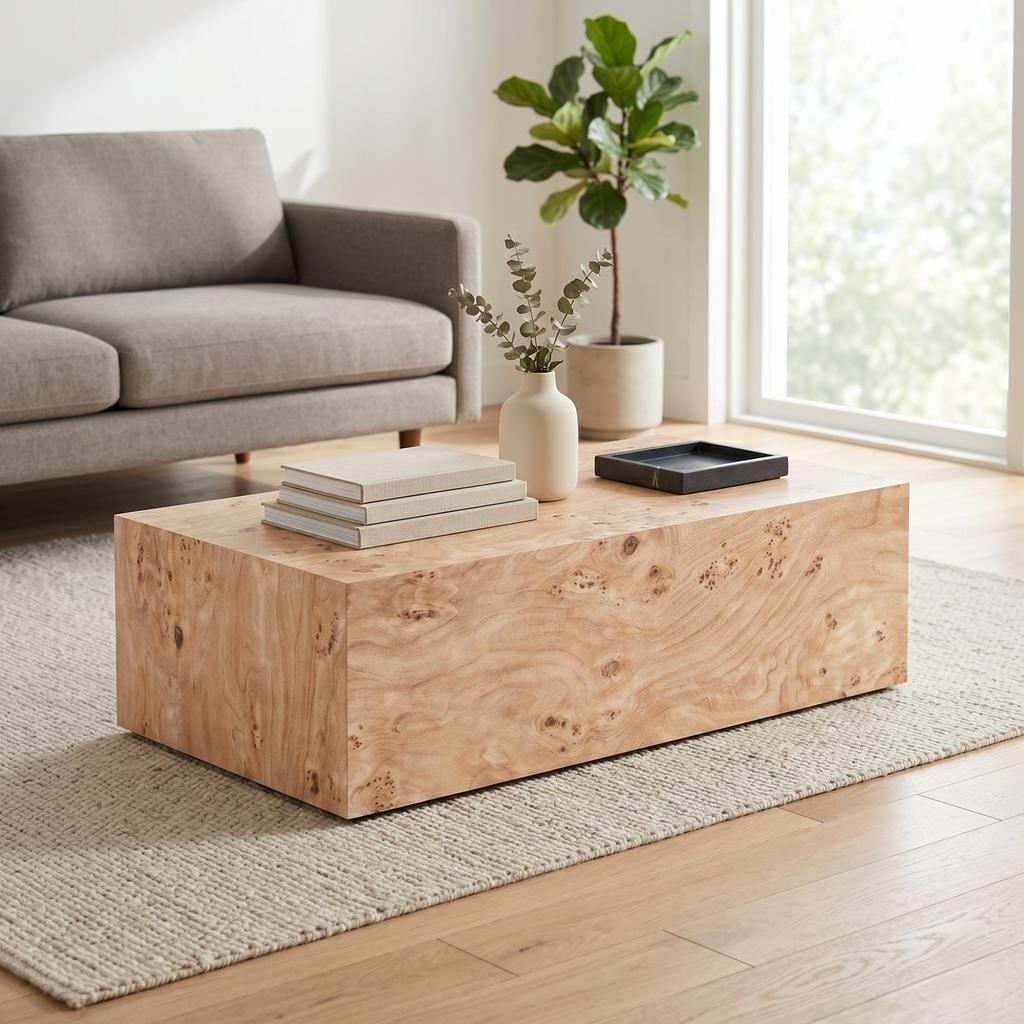 Minimalist Coffee Table In Wood Look – Modern Living Room Table, Versatile, Sturdy Construction, Easy-Care Surface, Approx. Dimensions