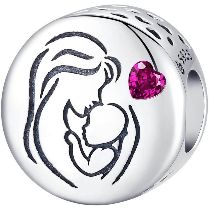 WOSTU 925 Silver Heart Shape Charms Growth Hanging Bead Red CZ Love Affinity Pendant For Original Jewelry Thanksgiving