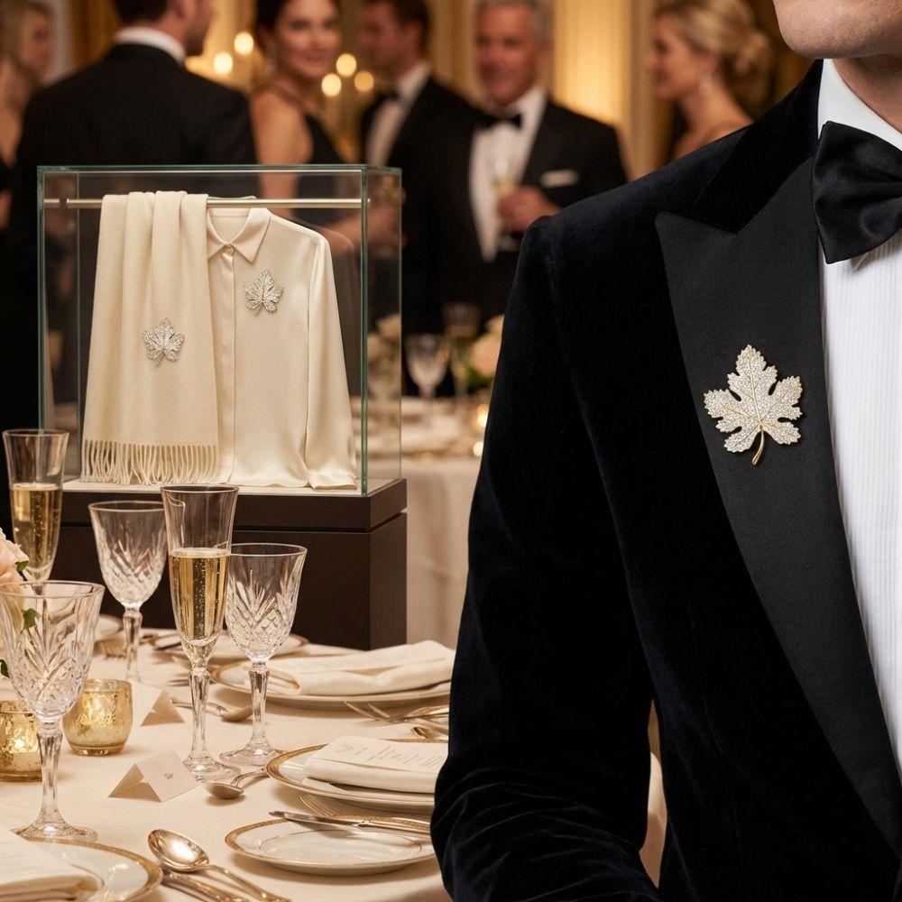 Vintage Sequin Leaf Brooch Trendy Jewelry Maple Leaf Pin Fashion Dress