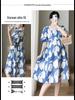 New Summer Fashion: High-End Mid-Length Maternity Dresses with Printed Puff Sleeves