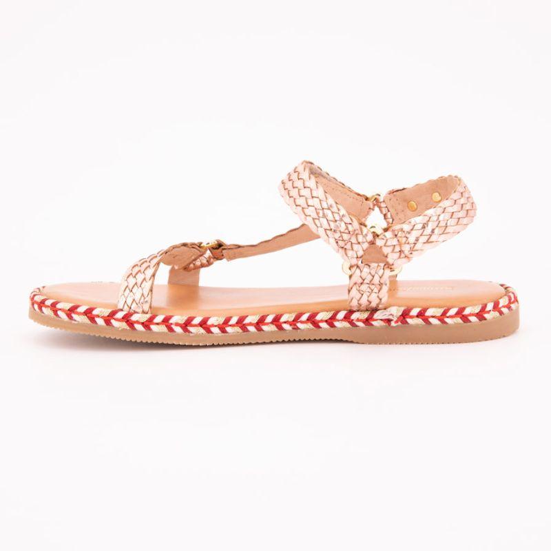 Sandales blister cuir tissé or rose Fille LES TROPEZIENNES PAR M.BELARBI