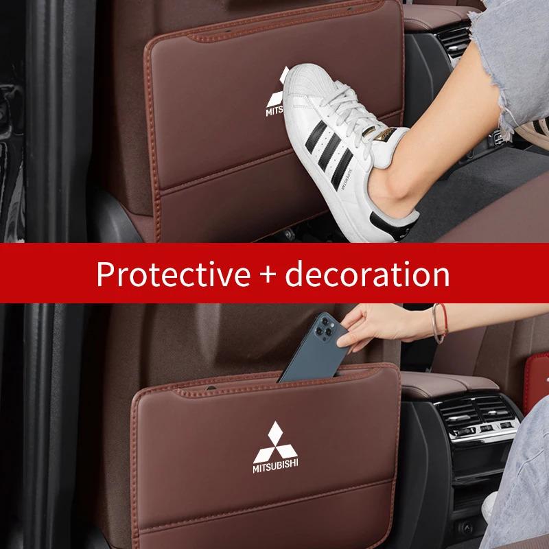 Pour Mitsubishi Outlander Pajero Asx Lancer EX Evolution X Ralliart Protection de dossier de siège de voiture Coussin anti-coup de pied Sac de rangement pour siège arrière