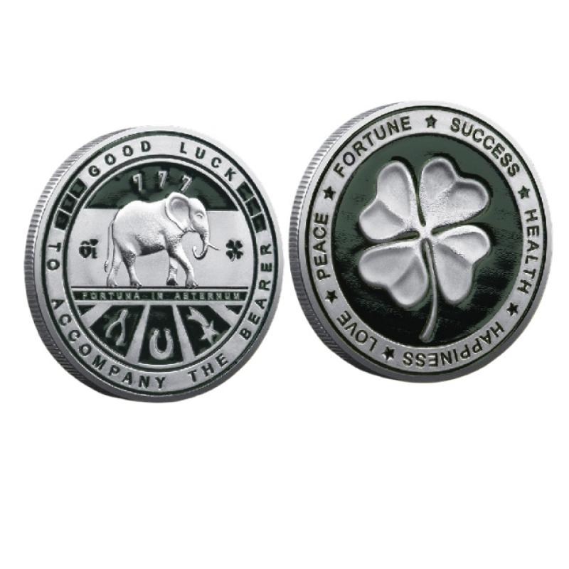 

Двусторонняя монета на удачу - Коллекция «Четырехлистный слон» - Памятная монета для счастья, успеха, здоровья, мира, сувенирный подарок