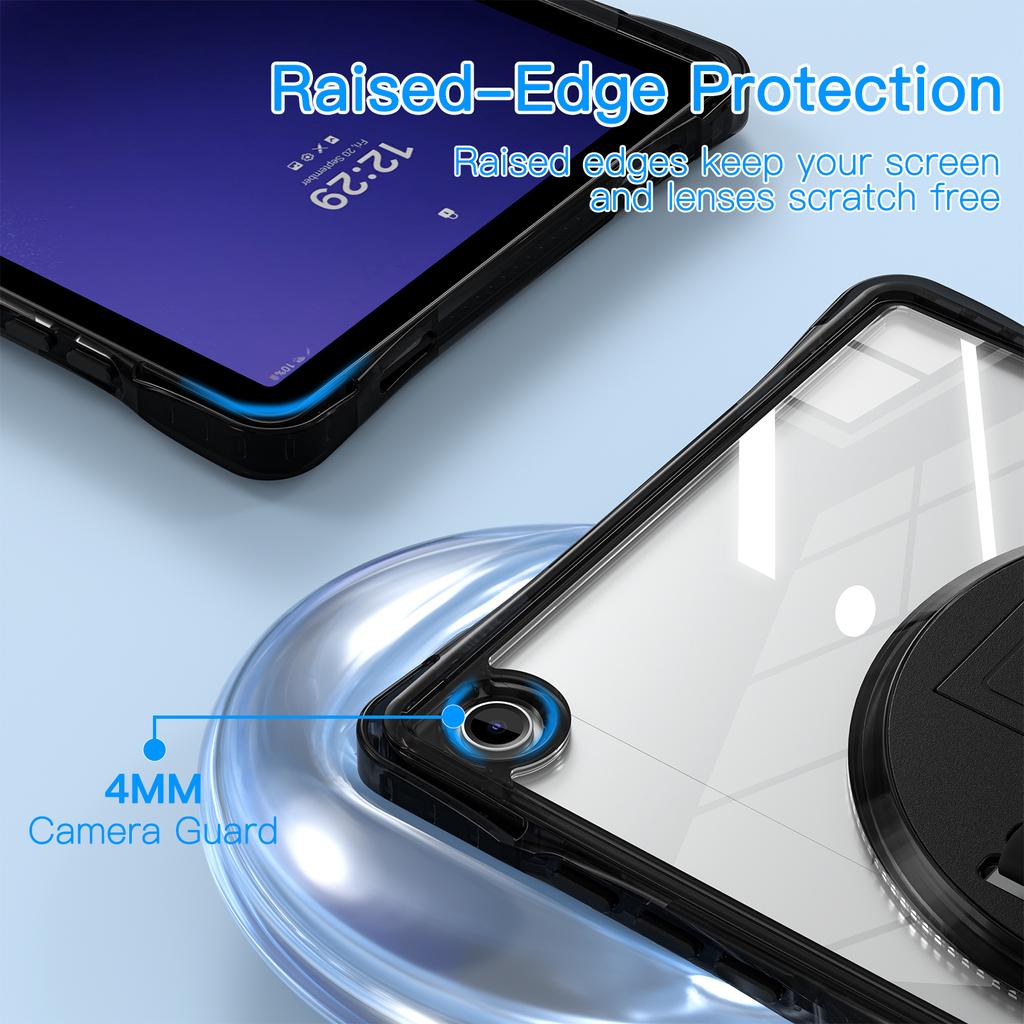 For Samsung Galaxy Tab A9+ SM-X210/X216/X218 Case Hand Strap Kickstand PC+TPU+Acrylic Clear Tablet Cover