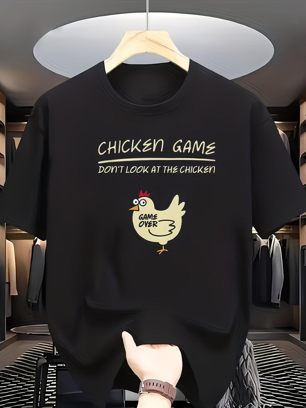 CHIEN GAME Chicken Humorous Print T-shirt 4XL