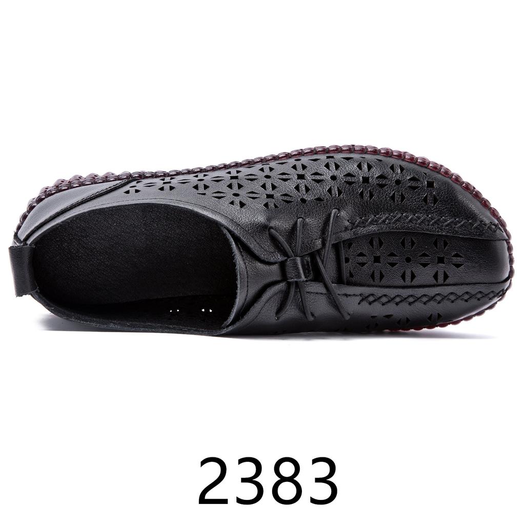 Plus size leather soft-soled hole shoes women's sandals 2026 spring and summer new breathable women's shoes handmade hollowed mother shoes