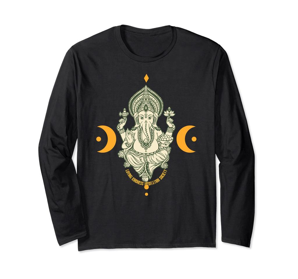Mindful Lotus Ganesha Spiritual Sacred Yoga Meditation Zen Gift Long Sleeve T-Shirt
