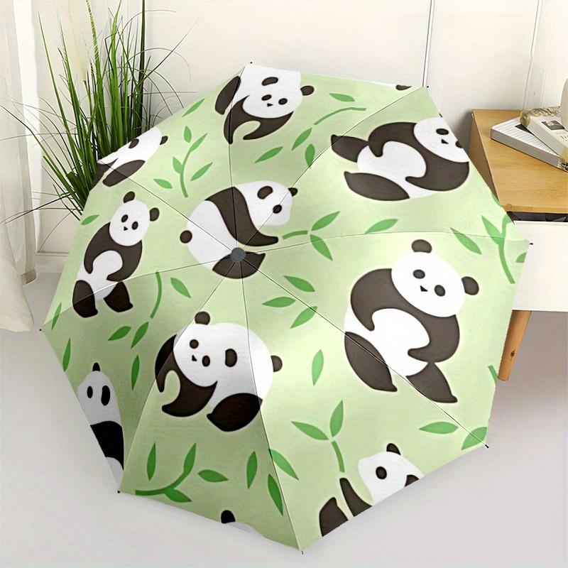 1 Stück Panda Bambus Automatisches Öffnen/Schließen, Ganzjahres Tragbarer Faltregenschirm, Reisen, Alltag, Formelle Anlässe - Kompakter Luxus Sonnenschirm, Outdoor Zubehör